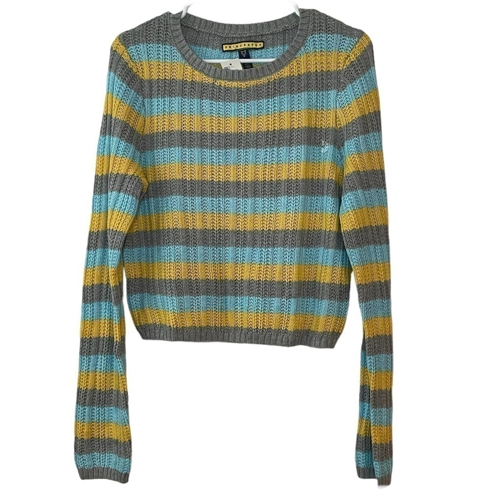 Prince & Fox Striped Crop Sweater Junior Extra Large NWT‎